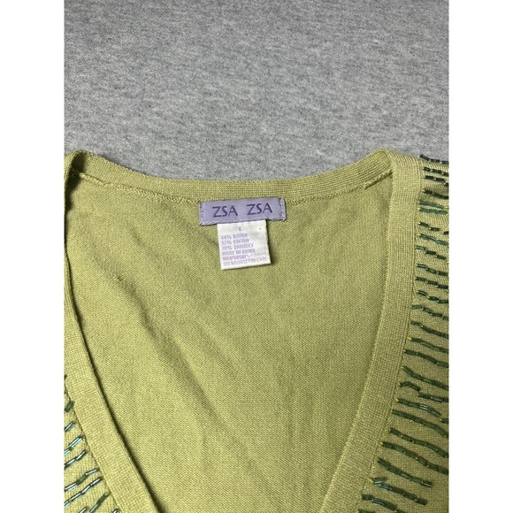 Zsa‎ Zsa Green sweater cardigan with bling Y2K large - Picture 2 of 9